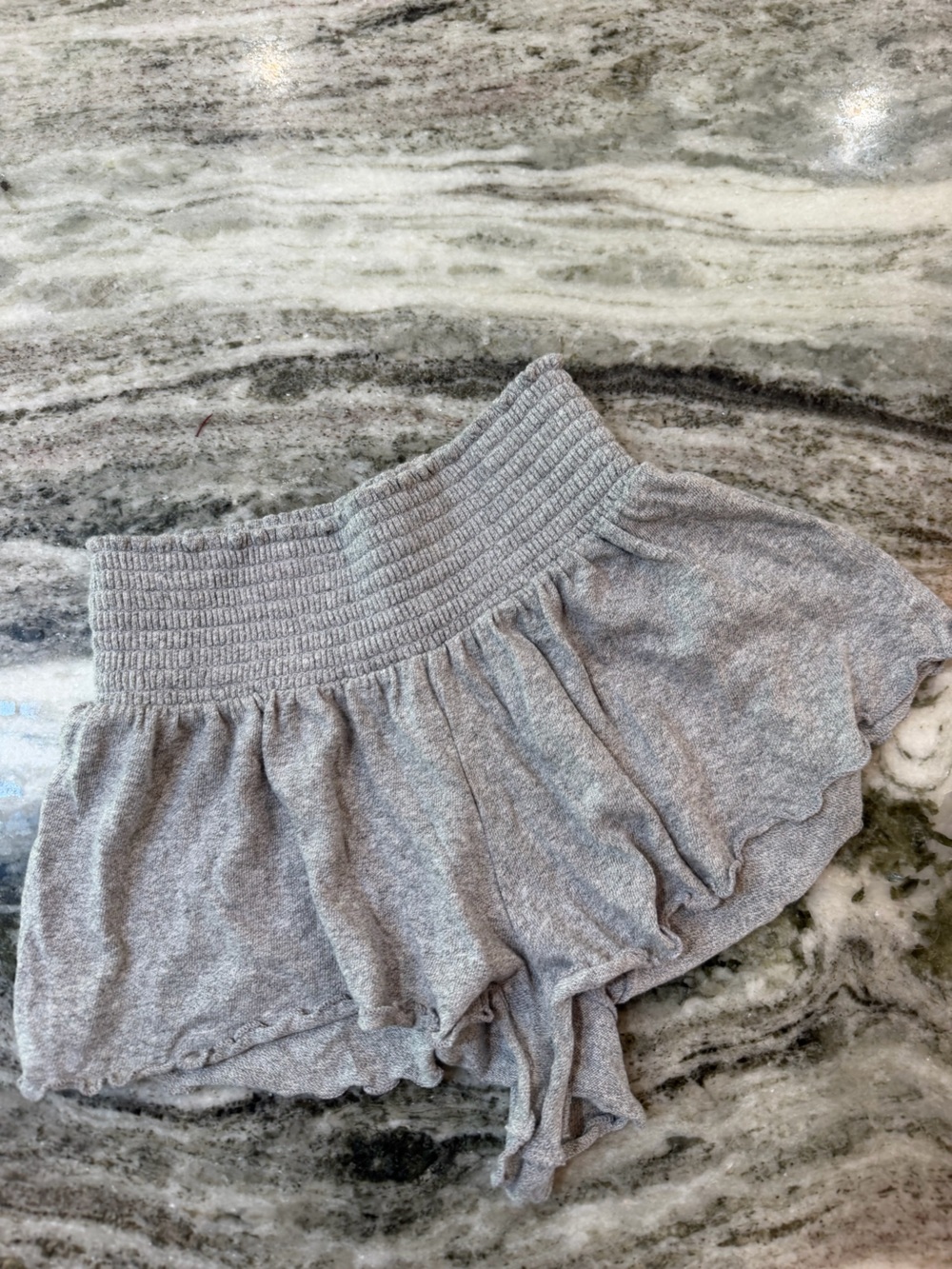 Urban Outfitters Out From Under Light Gray Smocked Ruffle Lounge Shorts XS